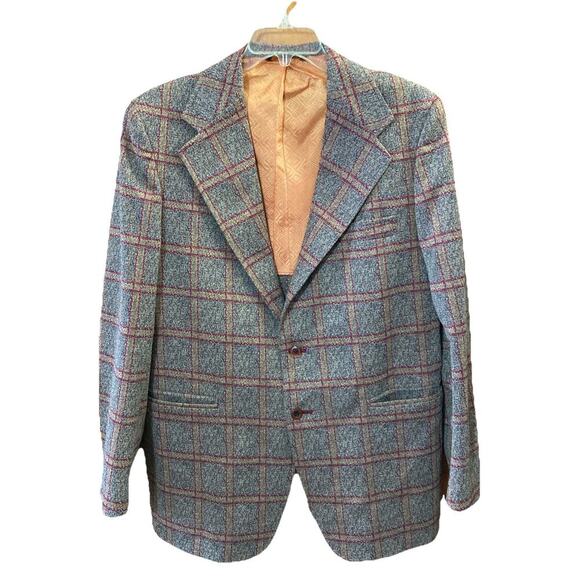Vtg H Bar C California Ranchwear Western Blazer Tweed Plaid Suit Jacket sz 44 - Picture 1 of 9